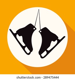 Icon ice skates on white circle with a long shadow