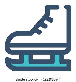 icon ice skating using filled line style and blue color