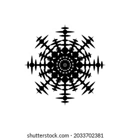 El icono de un copo de nieve helado de la forma original es negro sobre un fondo blanco. Una imagen vectorial.