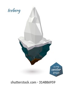 Icon iceberg island isolated on white background. Low poly style. Vector illustration.