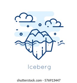 Icon Iceberg on white background. Thin line flat design. Vector.