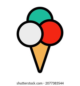 Icon Of Ice-cream Cone. Editable Bold Outline With Color Fill Design. Vector Illustration.