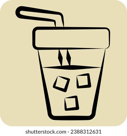 Icon Iced Coffee. related to Coffee symbol. hand drawn style. simple design editable. simple illustration