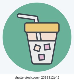 Icon Iced Coffee. related to Coffee symbol. color mate style. simple design editable. simple illustration