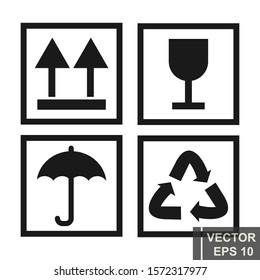 The icon. Icons for the parcel. Glass. Fragile. For your design.