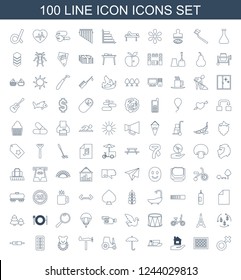icon icons. Set of 100 line icon icons included male, fence, home care, ship, keep dry cargo, tractor, weather vane on white background. Editable icon icons for web, mobile and infographics.