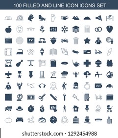 icon icons. Trendy 100 icon icons. Contain icons such as building, pie, cargo ship, recycle, clock, cheese, toy horse, sofa, pumpkin, baby stroller. icon for web and mobile.
