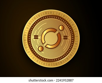 Icon (ICX) crypto currency symbol and logo on gold coin. Virtual money concept token based on blockchain technology. 