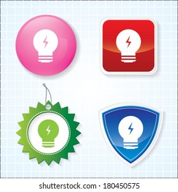 Icon of Idea Bulb on four different buttons. eps-10.