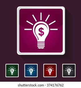 Icon of Idea Bulb on Multicolored Squares. Eps-10.