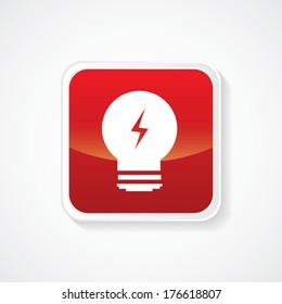 Icon of Idea Bulb on Red Glossy Button. Eps-10