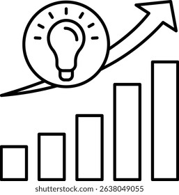 An icon of idea development that symbolizes the growth of education, knowledge, mindset, inspiration, and common sense. Line icon