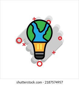 Icon Idea For Greening The Earth, Lights, Leaves And The Earth, Go Green Idea. Vector Design That Is Suitable For Design Elements, Banners, Websites, Printing, Billboards, Etc.