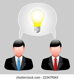 Icon ideas. Business men with thoughts. illustration, vector. 