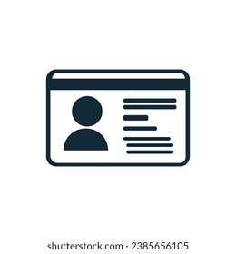 Icono de una tarjeta de identificación. Símbolo de tarjeta de identificación en un diseño plano Ilustración en formato vectorial