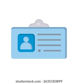 Icon of an identity card or employee badge. The design shows a photo placeholder, lines for information, and a clip