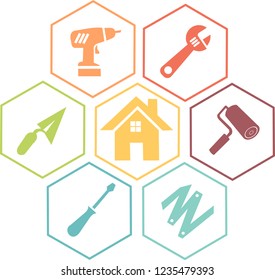 Icon to illustrate DIY and work in a house or building