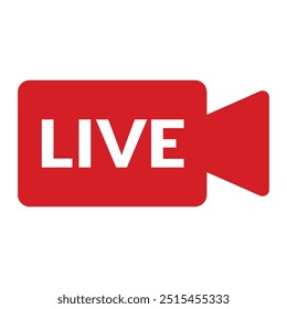 The icon illustrates a live stream, featuring a bold red rectangle with the word live written in large white letters, which is commonly associated with online streaming.