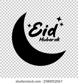 icon illustrating the crescent of eid mubarak in solid black color