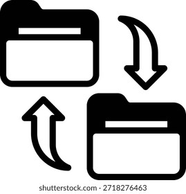 Icono que ilustra la sincronización de carpetas, ideal para almacenamiento en la nube, uso compartido de archivos y diseños de interfaz de usuario de administración de datos.