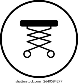 Icon illustrating a scissor lift, conveying themes of mechanics and elevation equipment