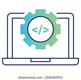 Un icono que ilustra el ciclo de vida del desarrollo de software, enfatizando el proceso continuo de codificación, creación e iteración de aplicaciones y sistemas.