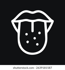 An icon illustrating a tongue which is a vital part of the digestive system, with white spots that may indicate certain health conditions.