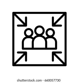 icon illustration for assembly point sign, visualized with outline design style.