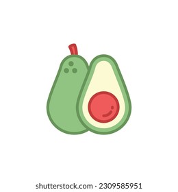 Icon Illustration of Avocado in Retro Neon Style - Fruits Icon Vector Design.