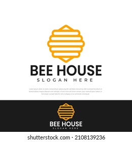Icon illustration of Bee House logo design vector template. bee house icon house sign and bees