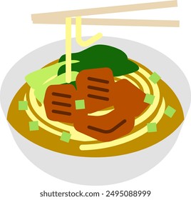 Icon illustration of beef noodle soup