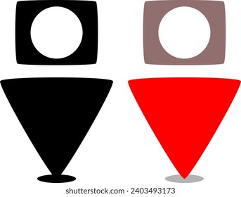 Icon illustration in blunt triangle and blunt square style, along with shadow decoration, no background