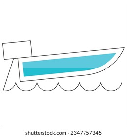 Icon illustration of a Boat Sailing in the sea