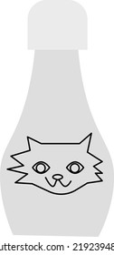 Icon Illustration Of The Bottle Of The White Water Bottle With The Mark Of The Cat