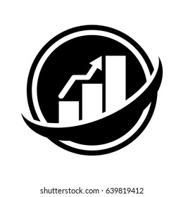 Icon illustration for business finance that illustrates global business analysis in black icon