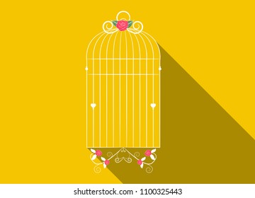 Icon and Illustration of cage with rose. Icon vector with cage and flower.