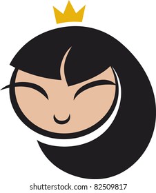 icon illustration of cartoon princess