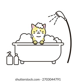 Icon illustration of a cat taking a bath