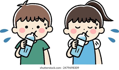 Icon illustration of children hydrating themselves