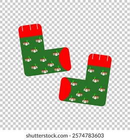 icon illustration of Christmas patterned socks in dark green