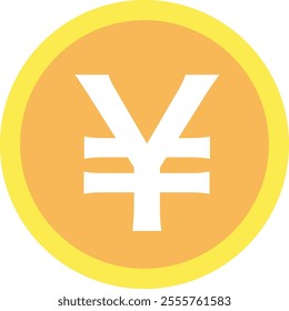 It is an icon illustration of the circle written on the coin as ￥.