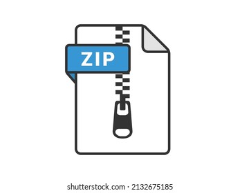 Icon illustration of a compressed ZIP file.