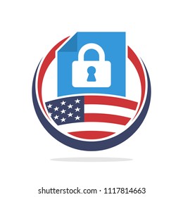 icon illustration with the concept of American document data protection.