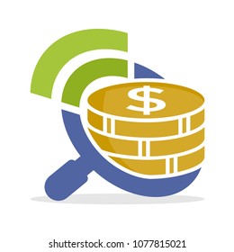 icon illustration with the concept of analytics solution and sharing information about financial business