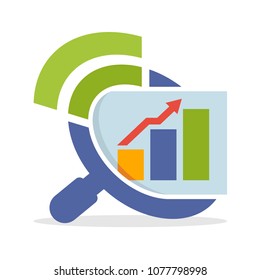 icon illustration with the concept of searching and sharing information about business analysis of finance, investment