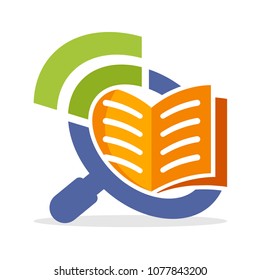 icon illustration with the concept of searching and sharing information about reading books, online reading media