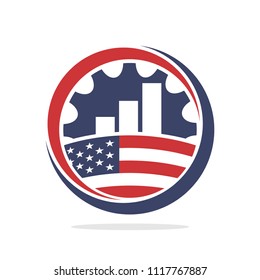 icon illustration conceptualized business management industry, with the spirit of American nationality