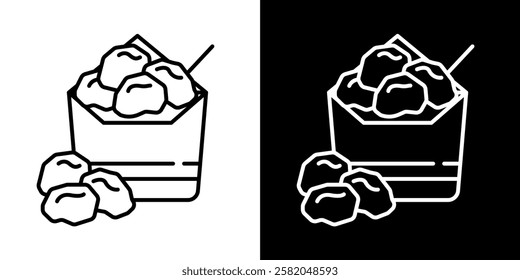 Icon illustration of convenience store fried chicken, editable paths, black and white