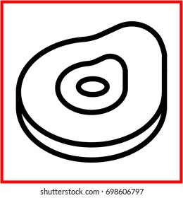 Icon illustration for cut of meat, in flat line / outline stroke icon style.