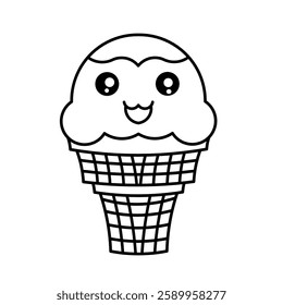 Icon illustration of cute ice cream with chocolate flavor